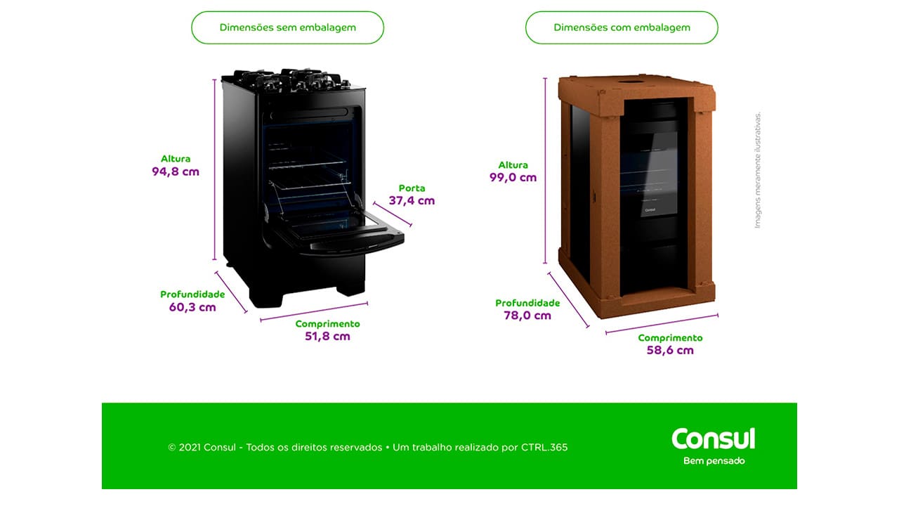 Fogão Consul 4 Bocas CFO4VAE Preto com Mesa de Vidro 