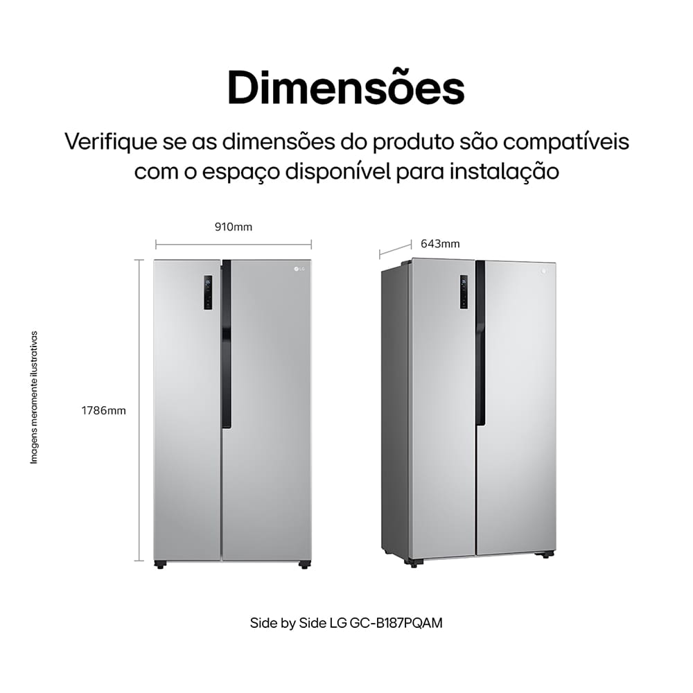 Geladeira LG GC-B187PQA Side by Side 519L Inox Look