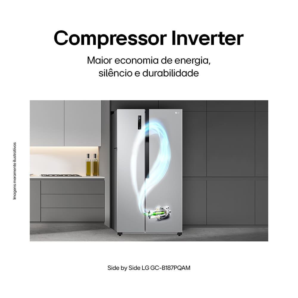 Geladeira LG GC-B187PQA Side by Side 519L Inox Look