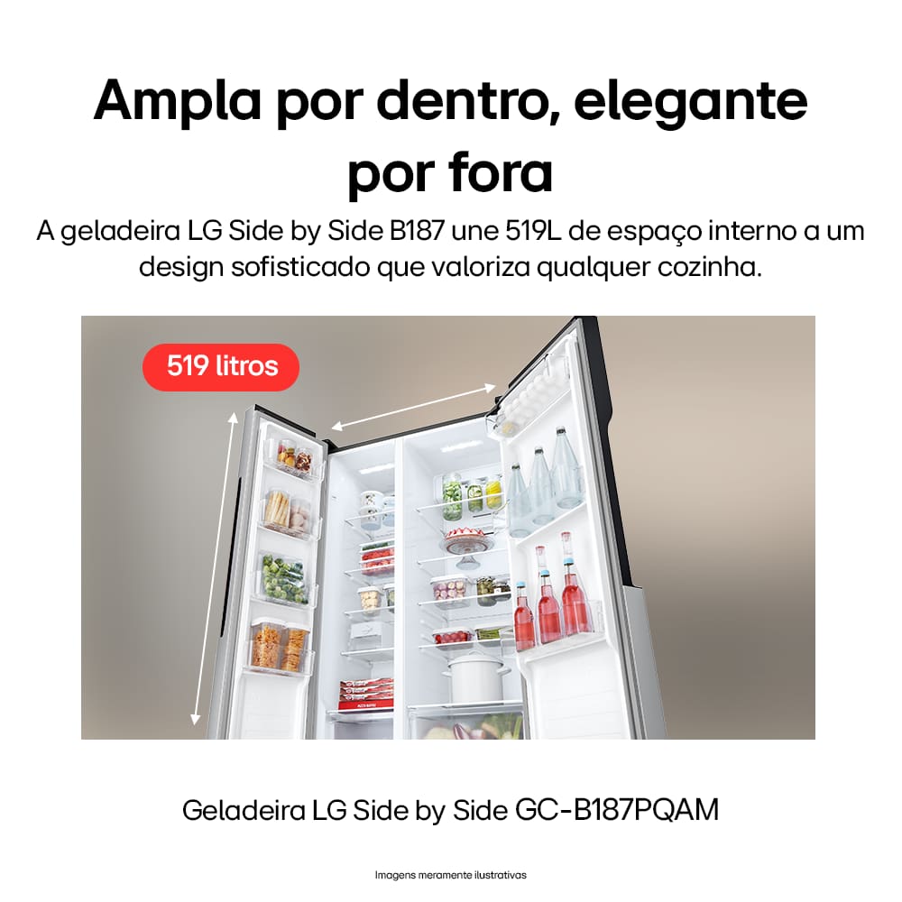 Geladeira LG GC-B187PQA Side by Side 519L Inox Look