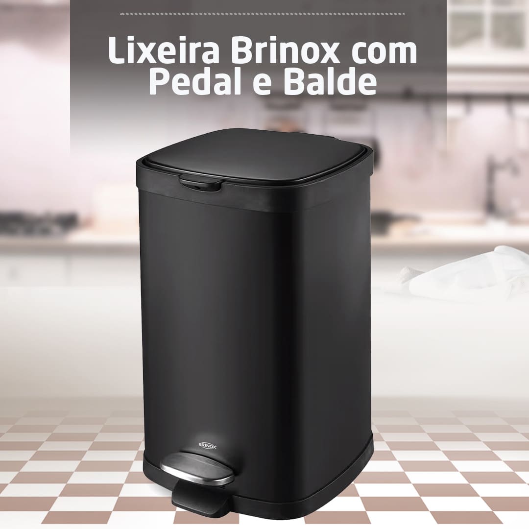 Lixeira Brinox com Pedal e Balde - 12 L 