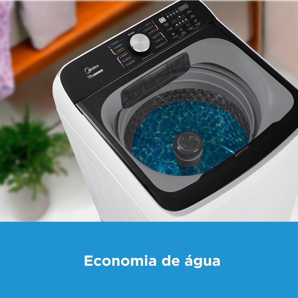 Economia com a Lavadora de Roupas Midea Transforme a sua rotina de lavanderia com a máquina Wave Agitator, uma verdadeira revolução em eficiência e economia! Com o menor consumo de água da categoria, esta lavadora oferece o equilíbrio perfeito entre desempenho poderoso e responsabilidade ambiental. Surpreenda-se com a incrível capacidade desta máquina, que, mesmo sendo a mais compacta da categoria, proporciona uma solução eficiente para lares modernos, unindo praticidade e performance em um único equipamento.