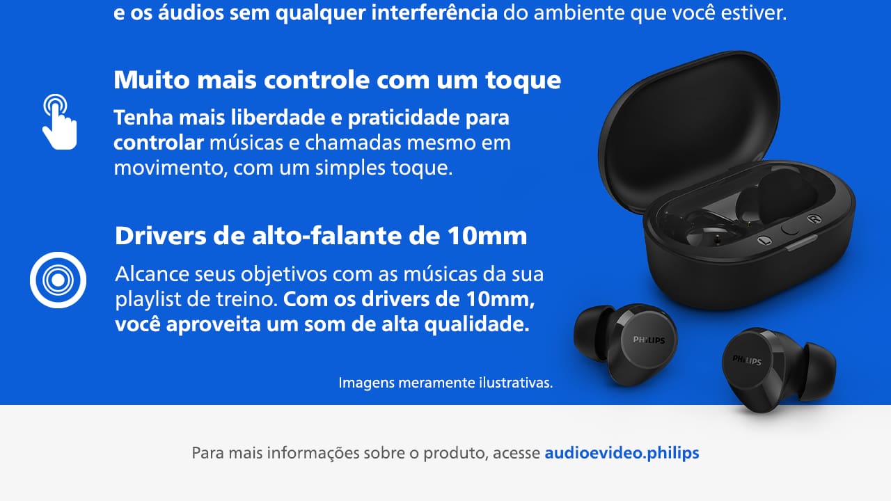 Fone de Ouvido Bluetooth Philips TAT1209BK/00