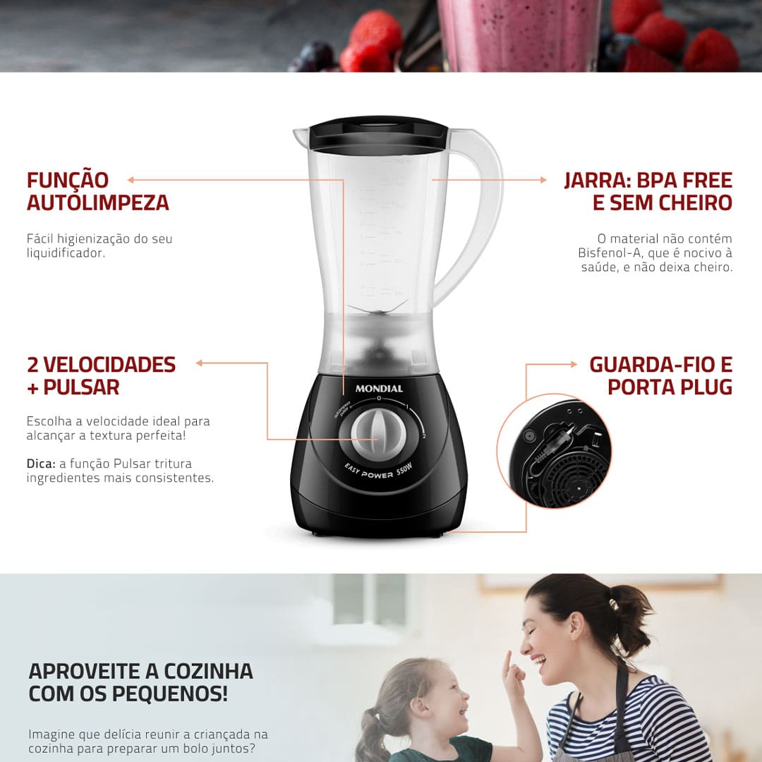 Liquidificador Mondial Power- L-550 com 2 Velocidades