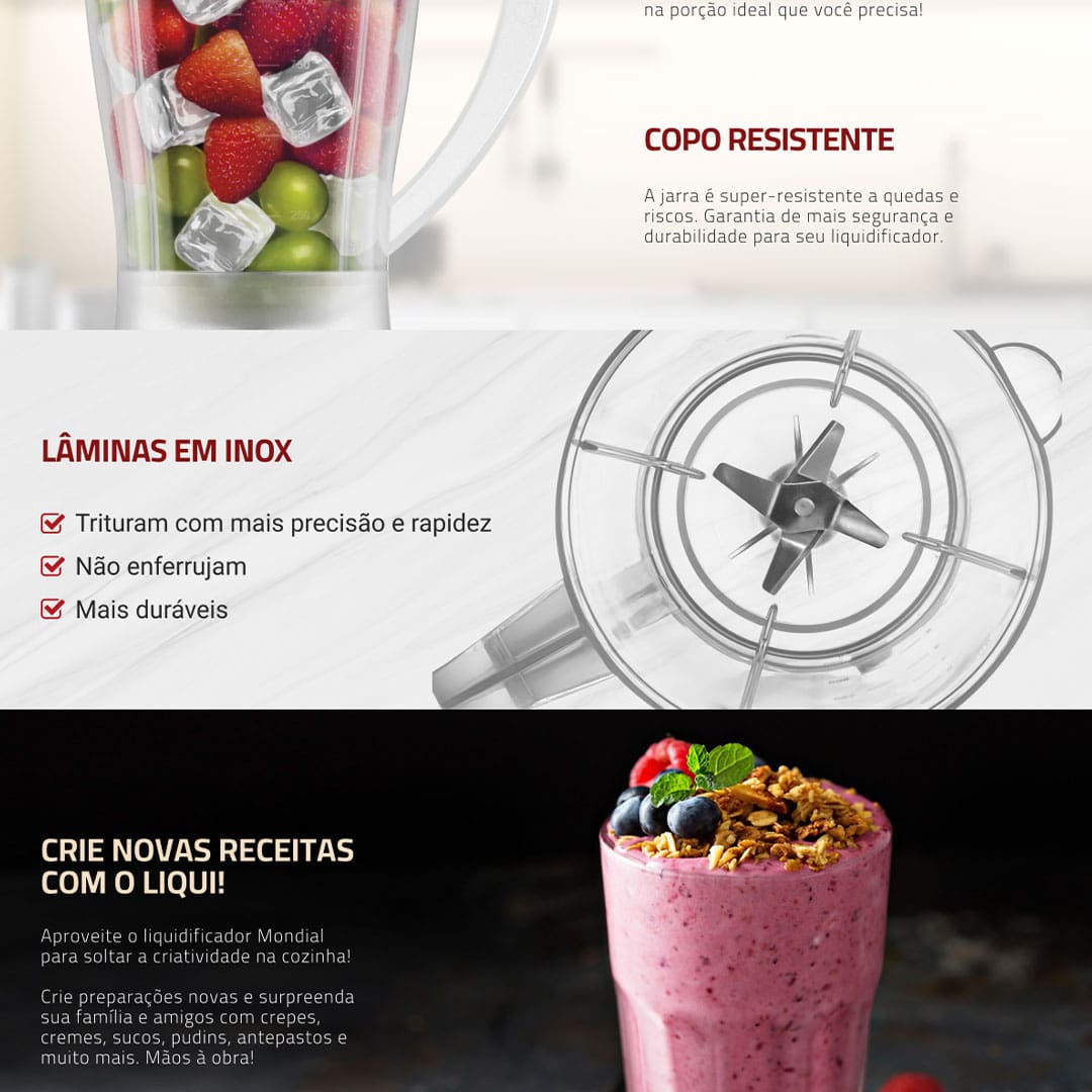 Liquidificador Mondial Power- L-550 com 2 Velocidades