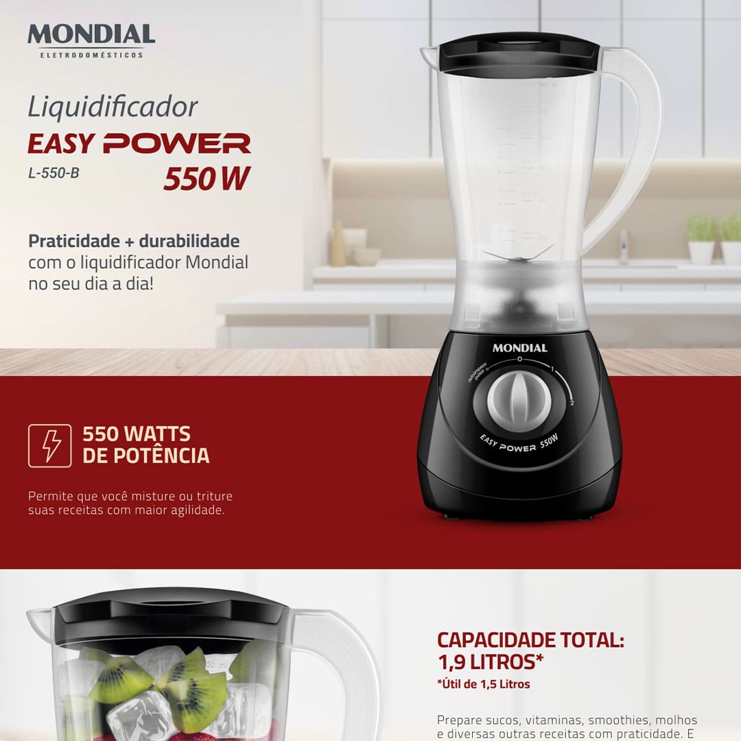 Liquidificador Mondial Power- L-550 com 2 Velocidades