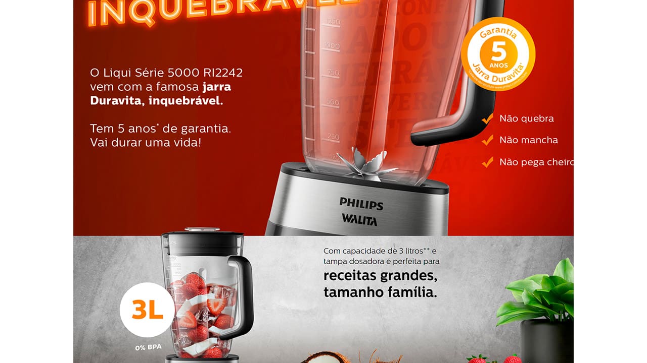 Liquidificador Philips Walita RI2242 Preto 1200W