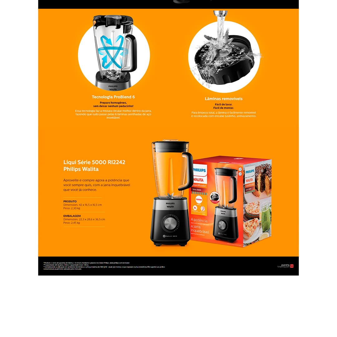Liquidificador Philips Walita RI2242 Preto 1200W