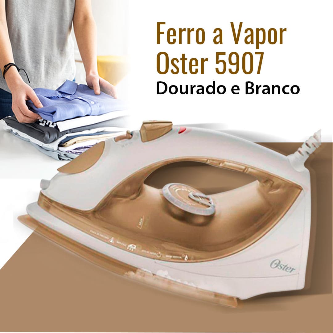 Ferro Vapor Oster 5907 Dourado Branco