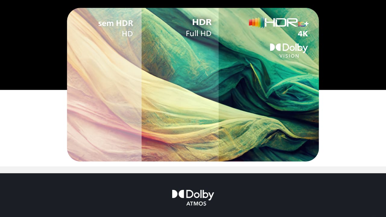 Qualidade de Imagem em 4K com Dolby Vision A Smart TV Philips Ambilight 75" 75PUG7908 com resolução 4K Ultra HD, oferece imagens nítidas e detalhadas. Além disso, com a tecnologia Dolby Vision, você desfruta de cores vibrantes e contraste aprimorado, proporcionando uma imersão completa em cada cena. Seja assistindo a filmes ou jogando, a qualidade de imagem é garantida para elevar sua experiência de entretenimento.