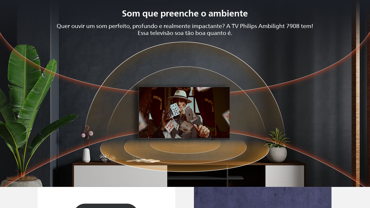 Qualidade de Imagem em 4K com Dolby Vision A Smart TV Philips Ambilight 75" 75PUG7908 com resolução 4K Ultra HD, oferece imagens nítidas e detalhadas. Além disso, com a tecnologia Dolby Vision, você desfruta de cores vibrantes e contraste aprimorado, proporcionando uma imersão completa em cada cena. Seja assistindo a filmes ou jogando, a qualidade de imagem é garantida para elevar sua experiência de entretenimento.