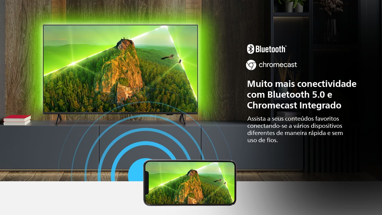 Qualidade de Imagem em 4K com Dolby Vision A Smart TV Philips Ambilight 75" 75PUG7908 com resolução 4K Ultra HD, oferece imagens nítidas e detalhadas. Além disso, com a tecnologia Dolby Vision, você desfruta de cores vibrantes e contraste aprimorado, proporcionando uma imersão completa em cada cena. Seja assistindo a filmes ou jogando, a qualidade de imagem é garantida para elevar sua experiência de entretenimento.