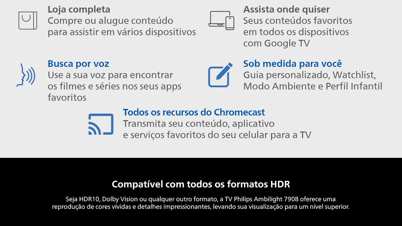 Qualidade de Imagem em 4K com Dolby Vision A Smart TV Philips Ambilight 75" 75PUG7908 com resolução 4K Ultra HD, oferece imagens nítidas e detalhadas. Além disso, com a tecnologia Dolby Vision, você desfruta de cores vibrantes e contraste aprimorado, proporcionando uma imersão completa em cada cena. Seja assistindo a filmes ou jogando, a qualidade de imagem é garantida para elevar sua experiência de entretenimento.