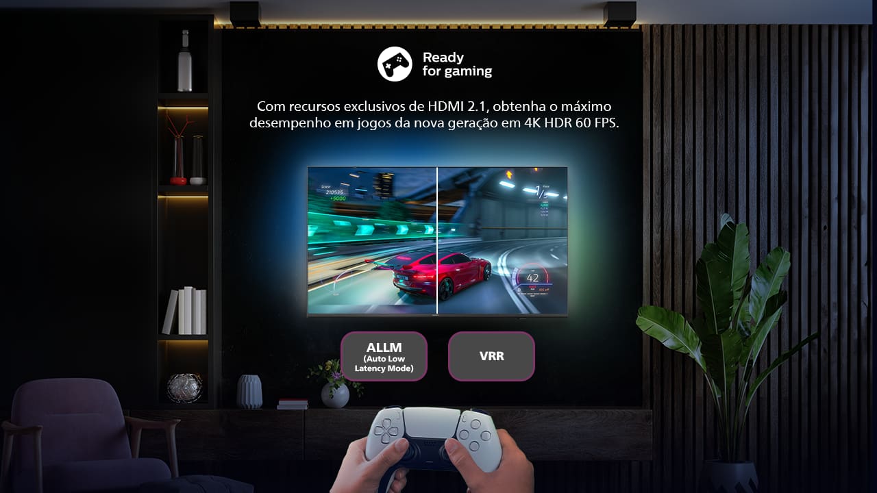 Qualidade de Imagem em 4K com Dolby Vision A Smart TV Philips Ambilight 75" 75PUG7908 com resolução 4K Ultra HD, oferece imagens nítidas e detalhadas. Além disso, com a tecnologia Dolby Vision, você desfruta de cores vibrantes e contraste aprimorado, proporcionando uma imersão completa em cada cena. Seja assistindo a filmes ou jogando, a qualidade de imagem é garantida para elevar sua experiência de entretenimento.