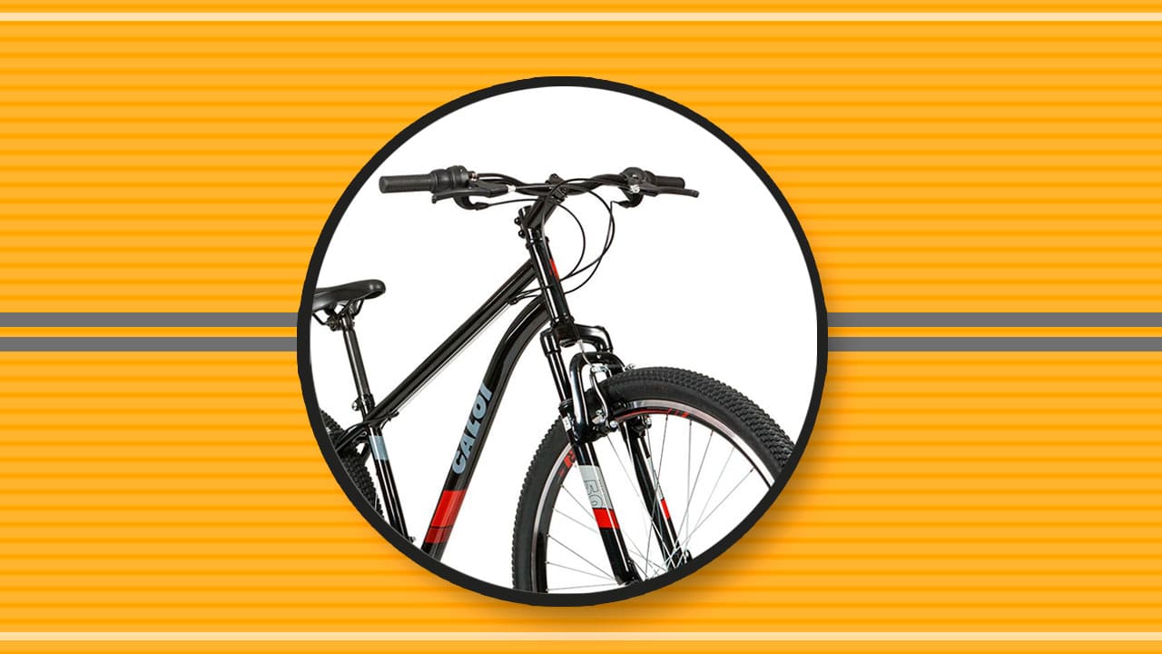 imagem destaca a parte frontal da bicicleta