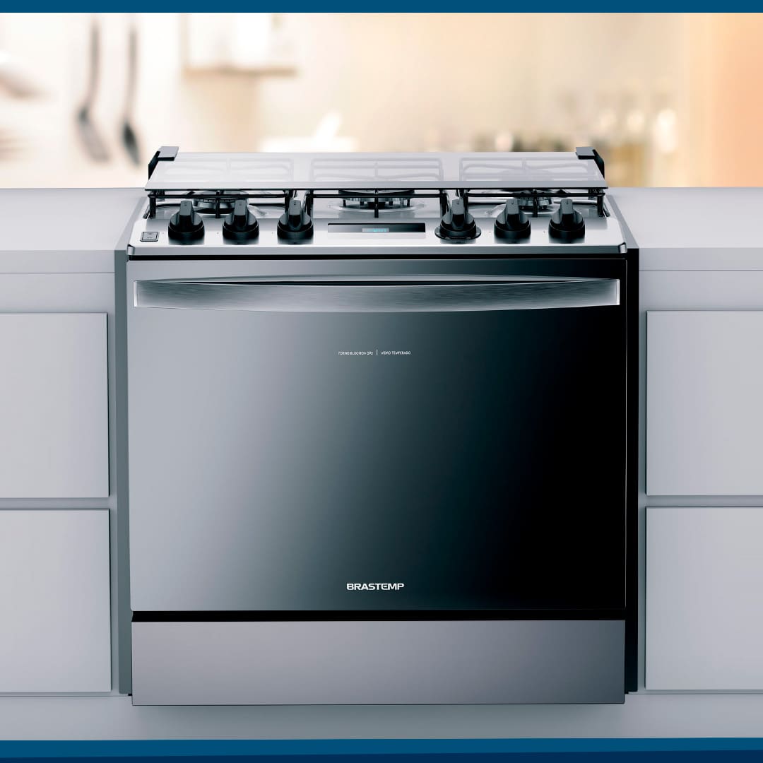 Fogão de Embutir Brastemp 5 Bocas BYS5PCR com Mesa de Inox