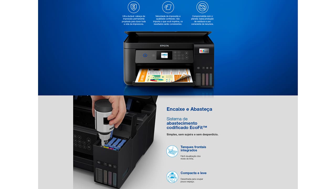 Impressora Multifuncional Tanque de Tinta Epson EcoTank L4260 Wireless