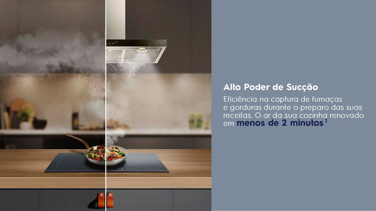 Coifa de Parede Electrolux CE9TF Experience com Inteligência Artificial e Alto Poder Sucção Inox - 90cm