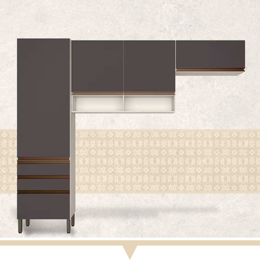 Cozinha Compacta Bartira Jaspe com 3 Peças