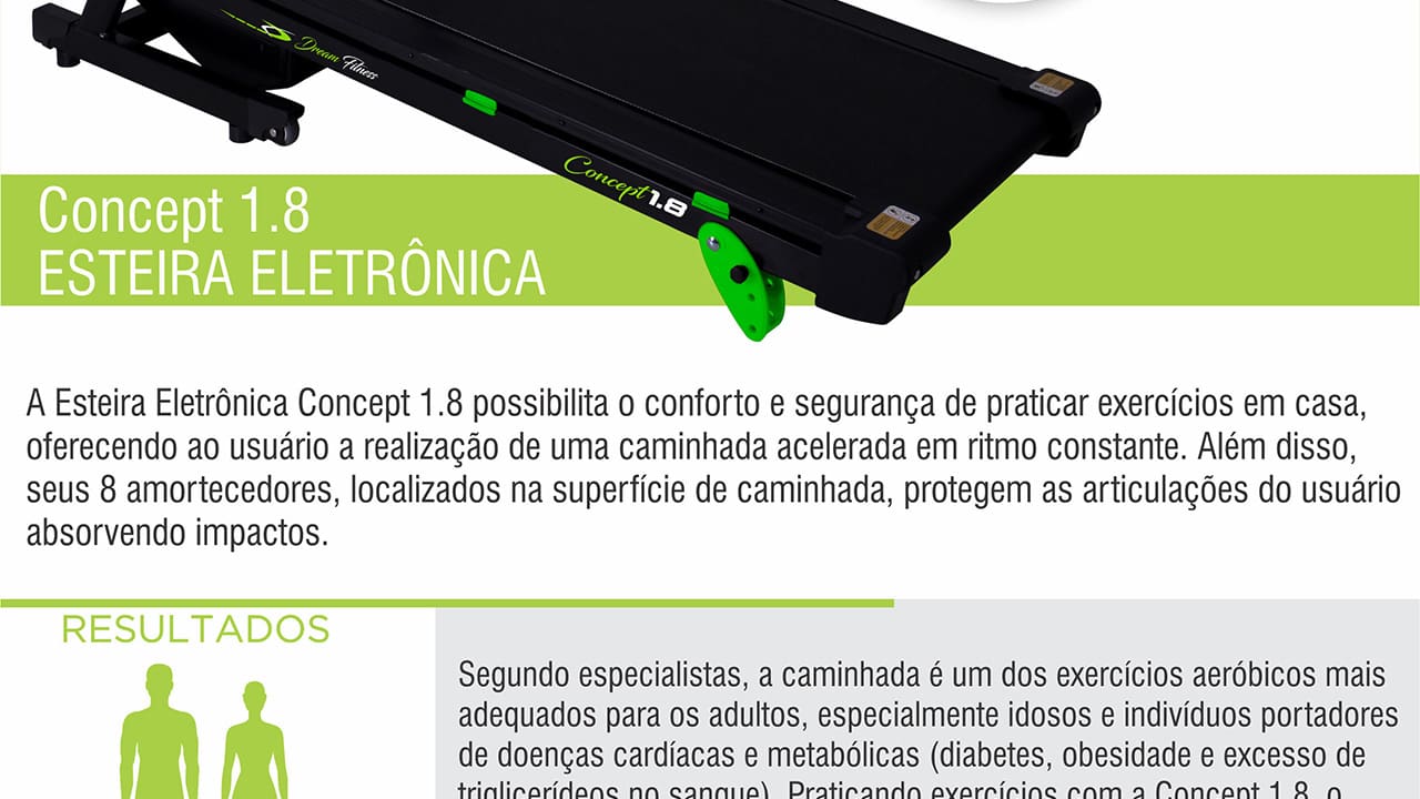 Esteira Ergométrica Eletrônica Dream Concept 1.8 Preta