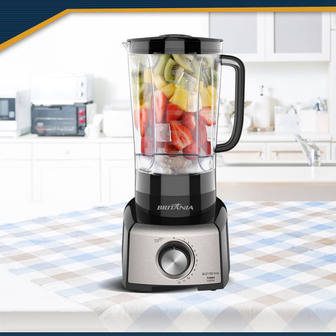 Liquidificador Britânia BLQ1380P Preto/Inox 1200W com 12 Velocidades