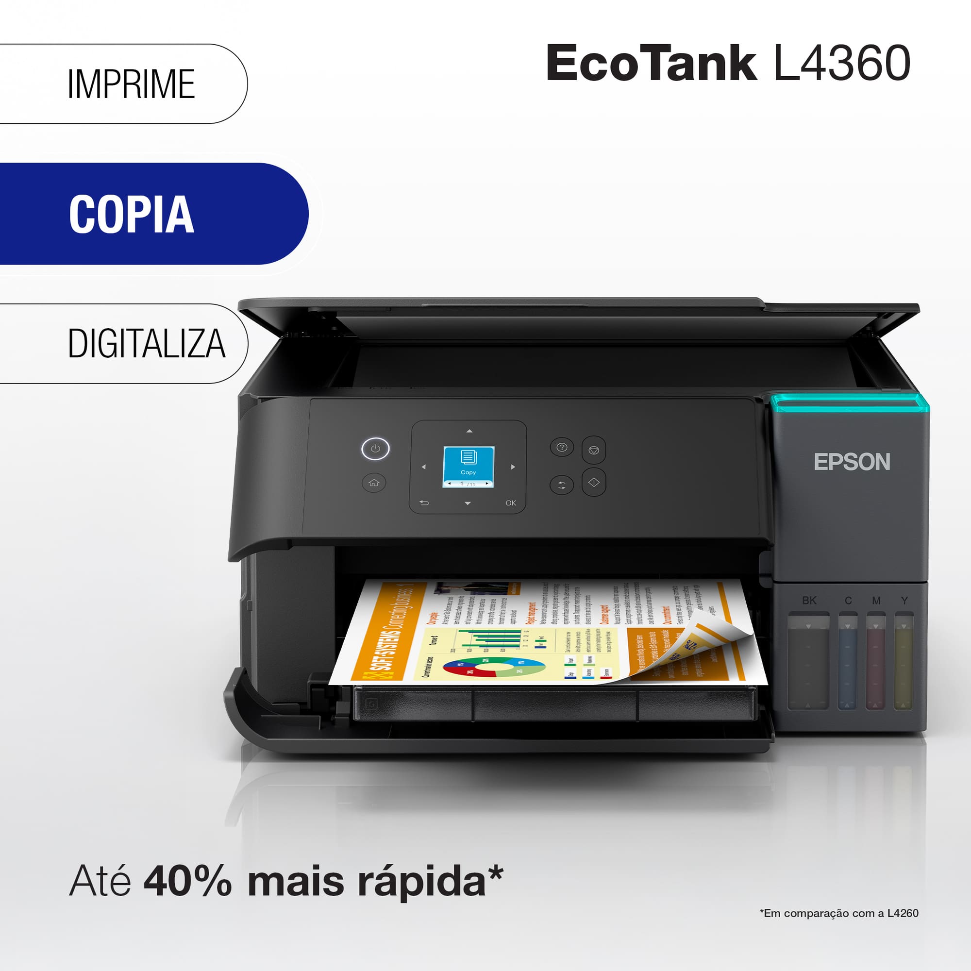Multifuncional Tanque de Tinta Epson EcoTank L4360 Wi-Fi Colorida Bivolt