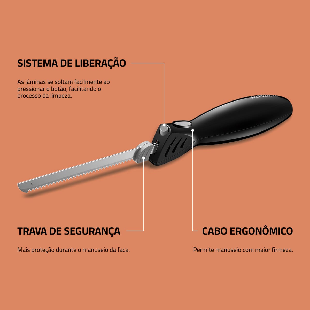 Faca Elétrica Mondial FA-01 100W Lâminas Duplas