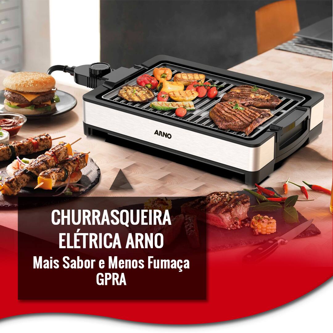 Churrasqueira Elétrica Arno GPRA Mais Sabor e Menos Fumaça 