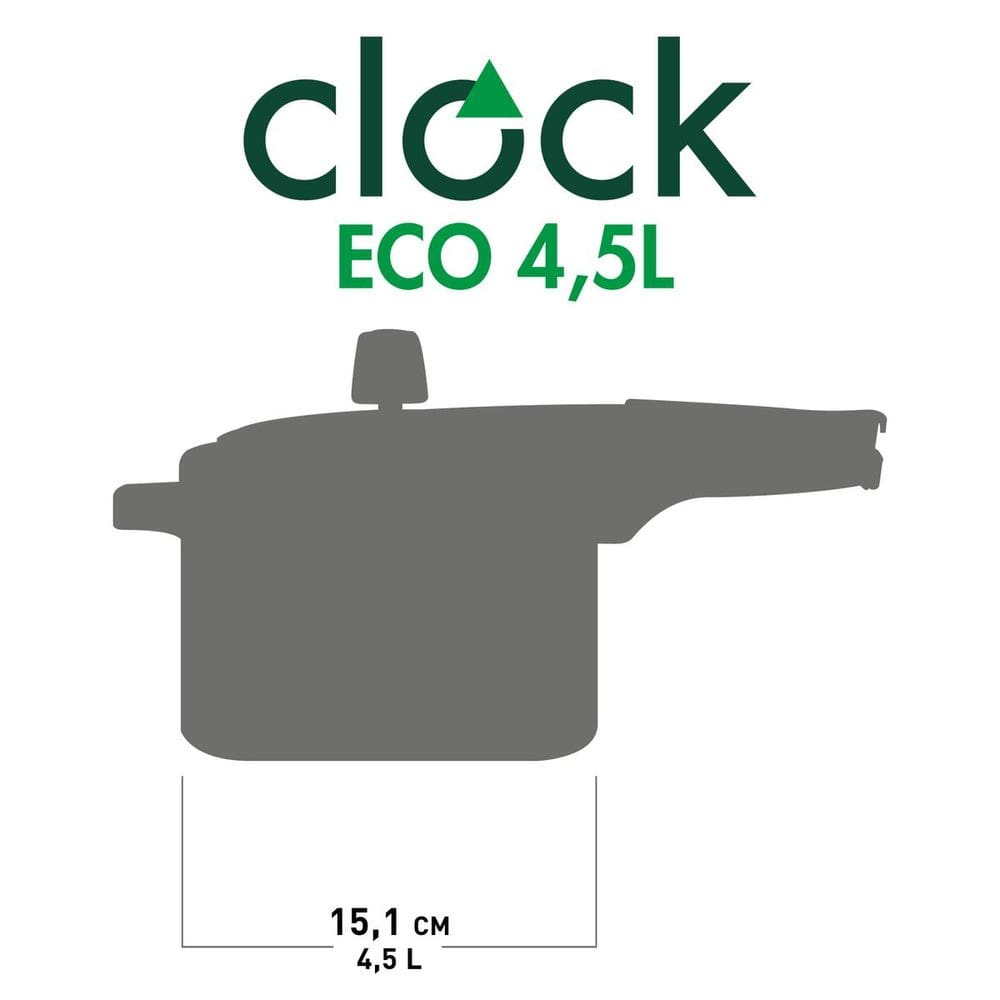 Panela de Pressão Clock 4,5 Litros Eco Polida Fechamento Interno Prata