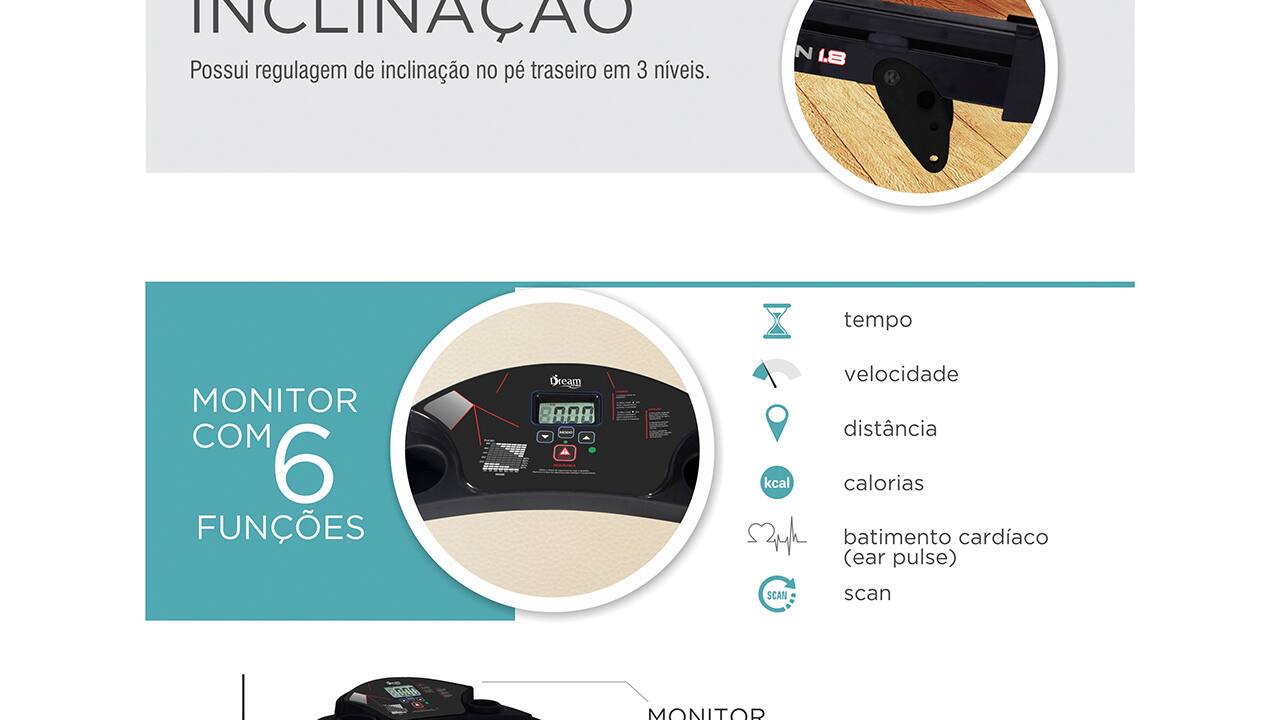 Esteira Eletrônica Dream Black Edition 1.8 Dobrável Preta