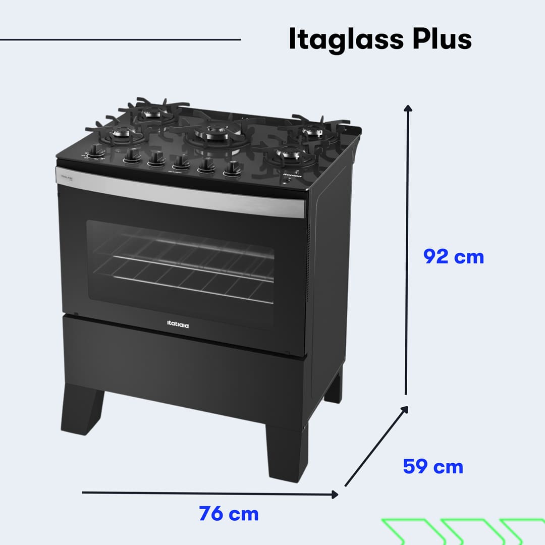 O Fogão Itatiaia 5 Bocas Itaglass Plus é a escolha perfeita para quem busca um fogão robusto, com design moderno e alta performance. Ele conta com trempes individuais em ferro fundido com 8 apoios, que garantem maior estabilidade e segurança para as panelas. O queimador tripla chama é ideal para preparar receitas que exigem mais potência, como carnes e legumes. Ele garante um cozimento rápido e uniforme.