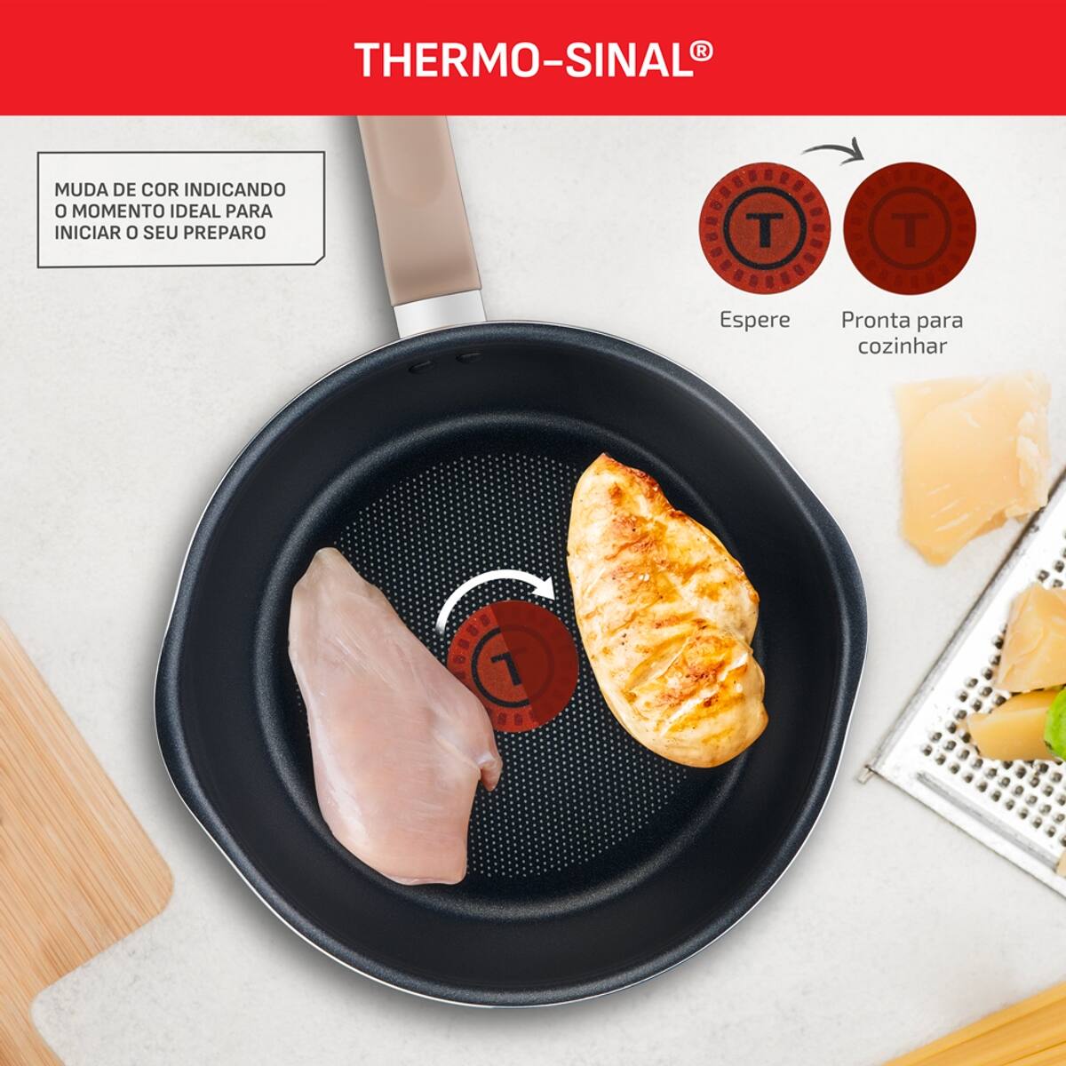 Panela Wok Tefal One Pick Pot 22cm Alumínio Antiaderente Indução Tampa Vidro Verde