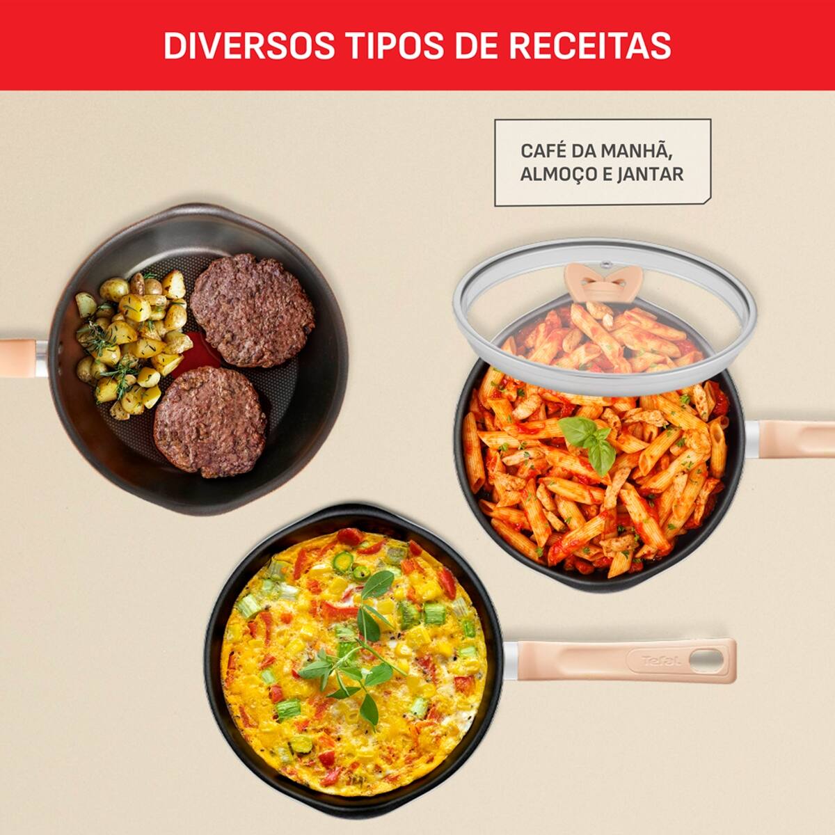 Panela Wok Tefal One Pick Pot 22cm Alumínio Antiaderente Indução Tampa Vidro Verde