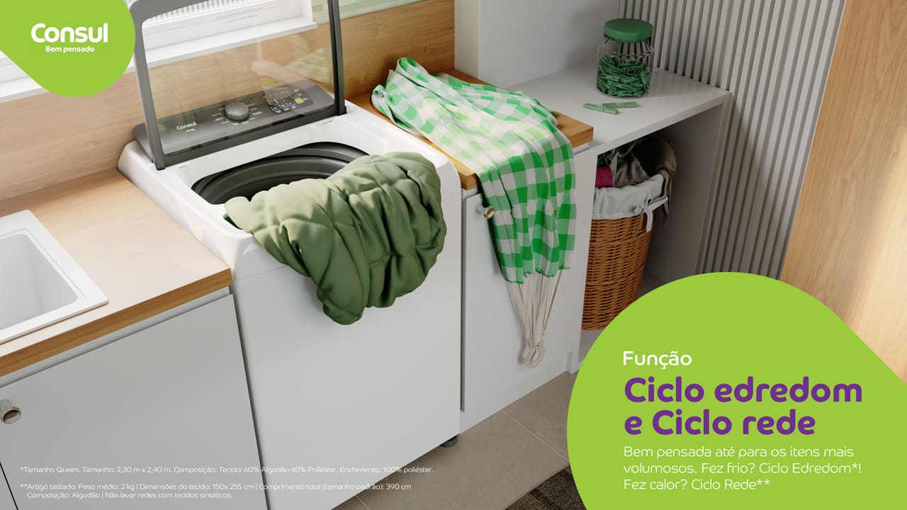 Abertura Superior e Cesto em Inox: moderna por fora e por dentro A Lavadora de Roupas Consul CWN15AB oferece uma experiência prática e eficiente com seu design de abertura superior e cesto em inox. Ela é ideal para famílias que buscam um desempenho confiável e durável em cada lavagem. A resistência e durabilidade do cesto em inox garantem que suas roupas sejam tratadas com cuidado, preservando a qualidade dos tecidos por muito mais tempo.