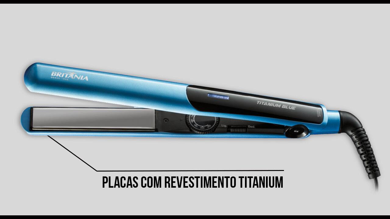 Prancha Britânia Titanium Blue com placas derevestimento titanium 