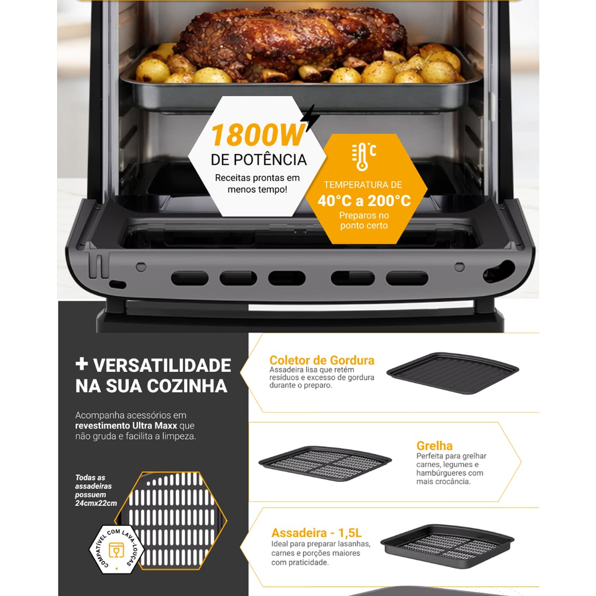 Fritadeira Elétrica Air Fryer Philco Oven PAF11B