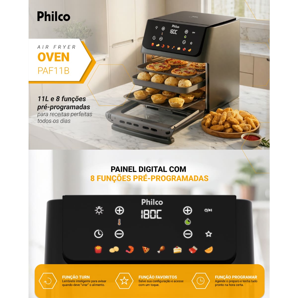 Fritadeira Elétrica Air Fryer Philco Oven PAF11B