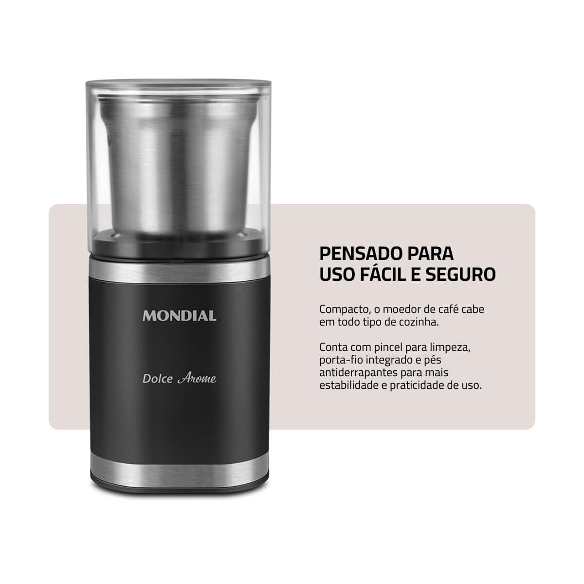 Moedor de Café Mondial MCF-01-BI Inox 180W 60g