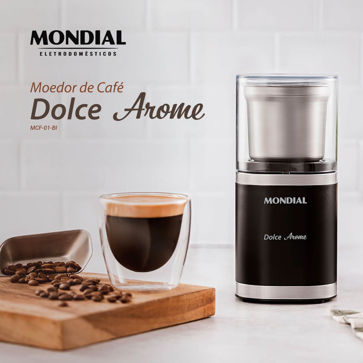 Moedor de Café Mondial MCF-01-BI Inox 180W 60g