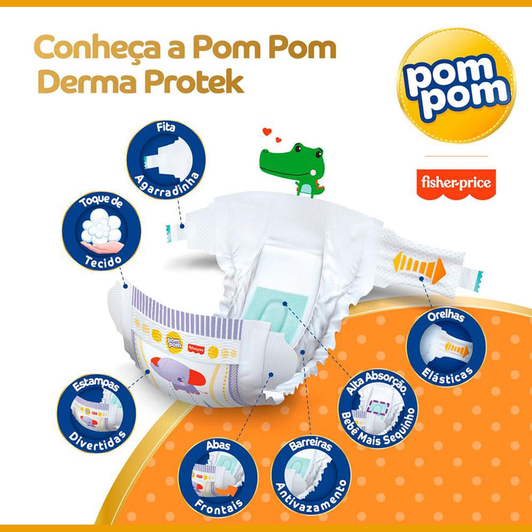 Fralda Pom Pom Derma Jumbo Protek 