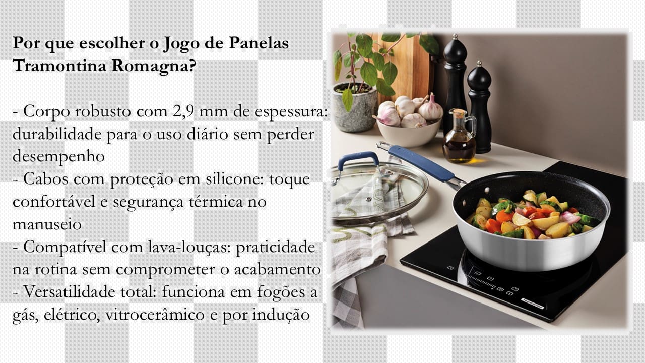 Jogo de Panelas Tramontina Romagna em Aço Inox
