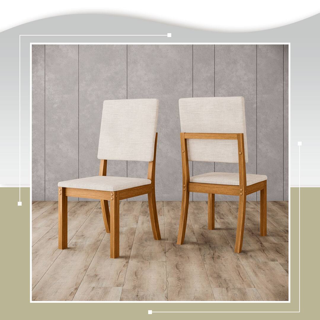 Conjunto Jantar Henn cadeiras Milla mdp pés cantoneira suede assento espuma 