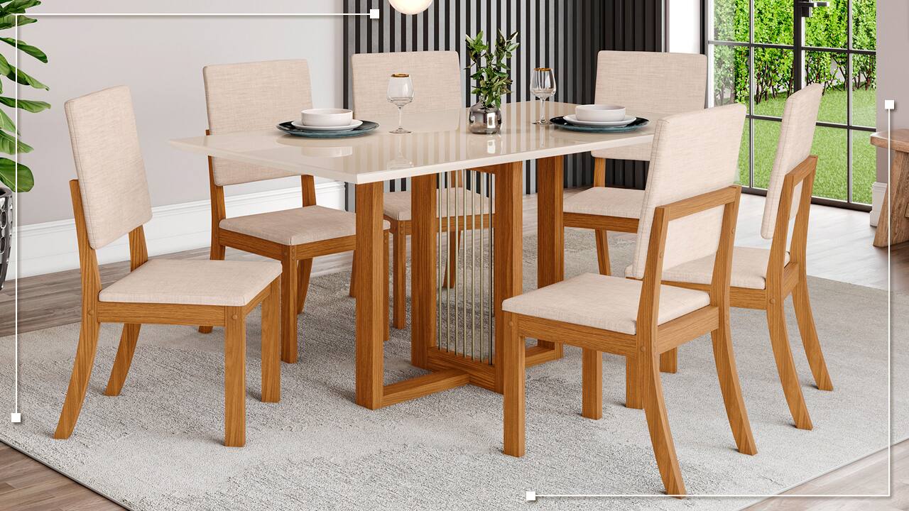 Mesa Jantar Henn Natali 6 Cadeiras Milla 