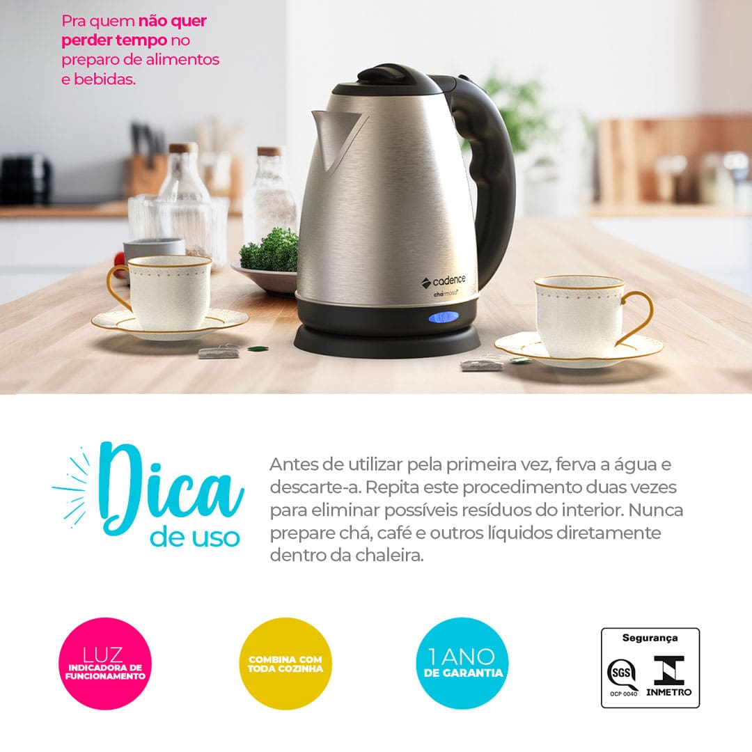  Chaleira Elétrica Cadence Super CEL821 1,8L