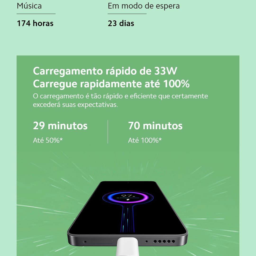 A Xiaomi traz um smartphone perfeito para você que busca velocidade, design e tecnologia. O Redmi Note 13 Azul da Xiaomi conta com velocidade de internet e processamento aprimorados, devido o novo processador MediaTek D6080 entrega toda a performance que você precisa. Seja para jogos, internet ou aplicativo. Já imaginou criar e registrar os melhores momentos com uma câmera principal de 108MP e inteligência artificial Xiaomi? Fique atento aos momentos únicos da sua vida e imortalize-os com qualidade de imagem superior!