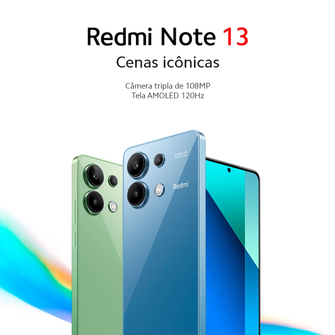 A Xiaomi traz um smartphone perfeito para você que busca velocidade, design e tecnologia. O Redmi Note 13 Azul da Xiaomi conta com velocidade de internet e processamento aprimorados, devido o novo processador MediaTek D6080 entrega toda a performance que você precisa. Seja para jogos, internet ou aplicativo. Já imaginou criar e registrar os melhores momentos com uma câmera principal de 108MP e inteligência artificial Xiaomi? Fique atento aos momentos únicos da sua vida e imortalize-os com qualidade de imagem superior!