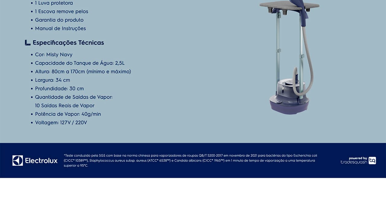 Vaporizador de Roupas Electrolux Expert EGS20 Azul