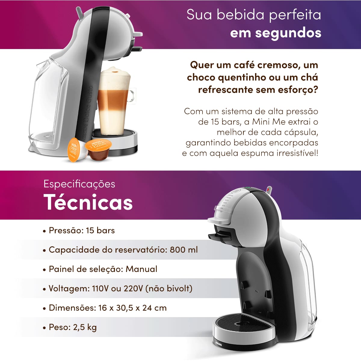 Dolce Gusto Mini Me Cinza e Preta
