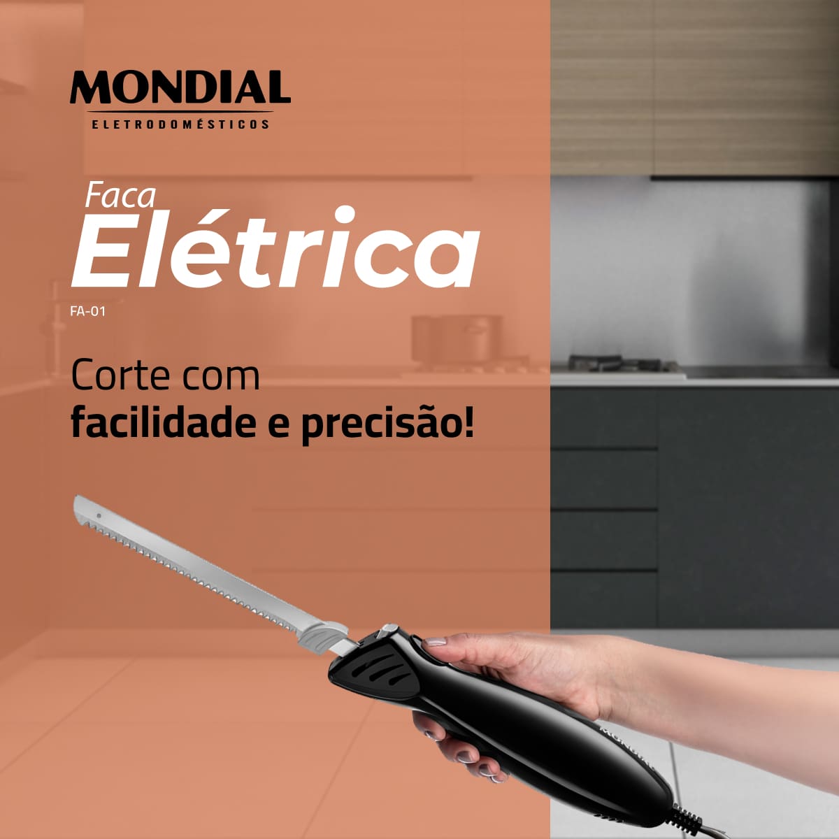 Faca Elétrica Mondial FA-01 100W Lâminas Duplas