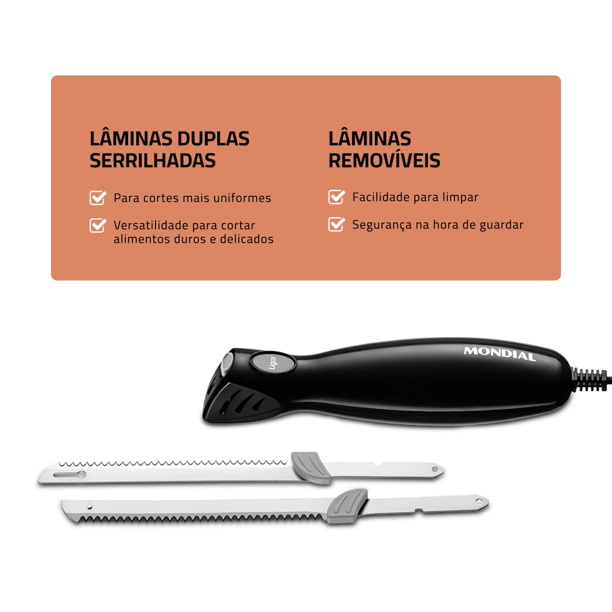 Faca Elétrica Mondial FA-01 100W Lâminas Duplas